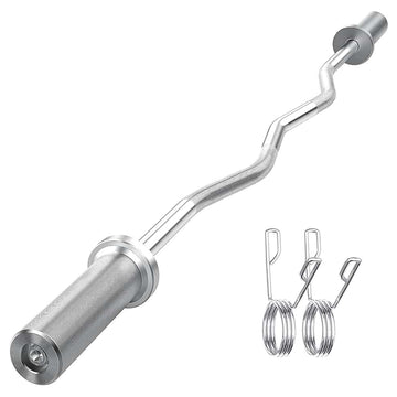 EZ Curl Bar Weight Bar | Weight Lifting Bar with 2 Spring Collars | Dumbbell Bar for Weightlifting & Bodybuilding