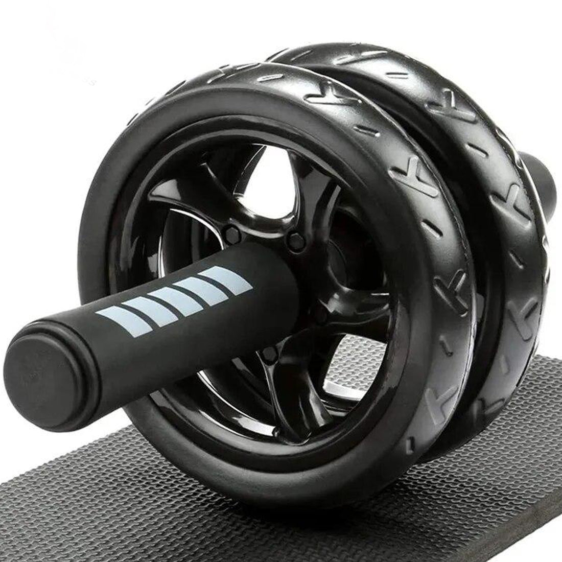 AB Roller + Mat | Double-Wheel Ab Roller for Core Strength Training | Includes Extra-Thick Knee Pad for Home Gym Exercise