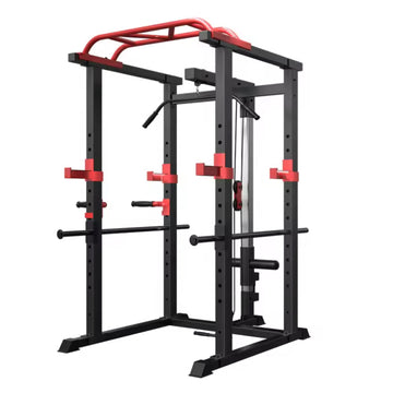 Power Multi Cage with Cable Pulley | Adjustable Power Rack Weight Lifting Cage with Cable System & Pull-Up Bar