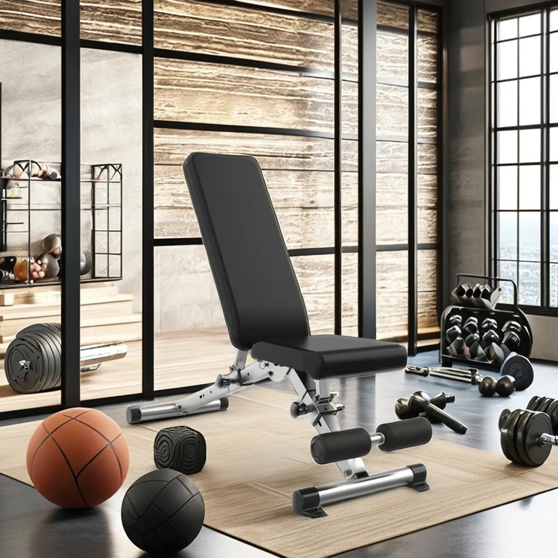 Adjustable Weight Bench with Dip Station & Rack | Strength Training Bench for Weightlifting & Core Workouts | Home Gym Bench