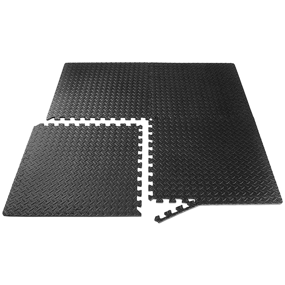EVA Foam Puzzle Exercise Floor Mats - 10mm Interlocking Non-Slip Gym Flooring Tiles for Home & Gym Workouts, Durable Black