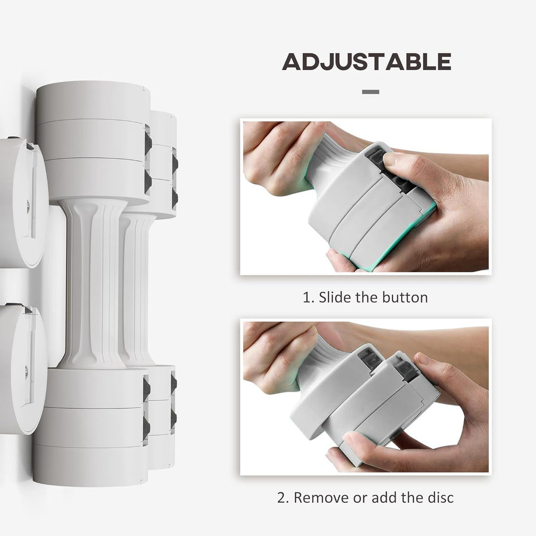 Adjustable Dumbbell Pair - 3-in-1 Design with 2x2.5kg & 2x10kg Options for Compact Home Gym Strength Training