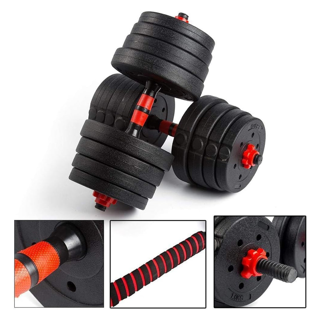 20kg/25kg/30kg Adjustable Dumbbells & Barbell Set - 2-in-1 Vinyl-Coated Weight Lifting Kit for Home Gym Training