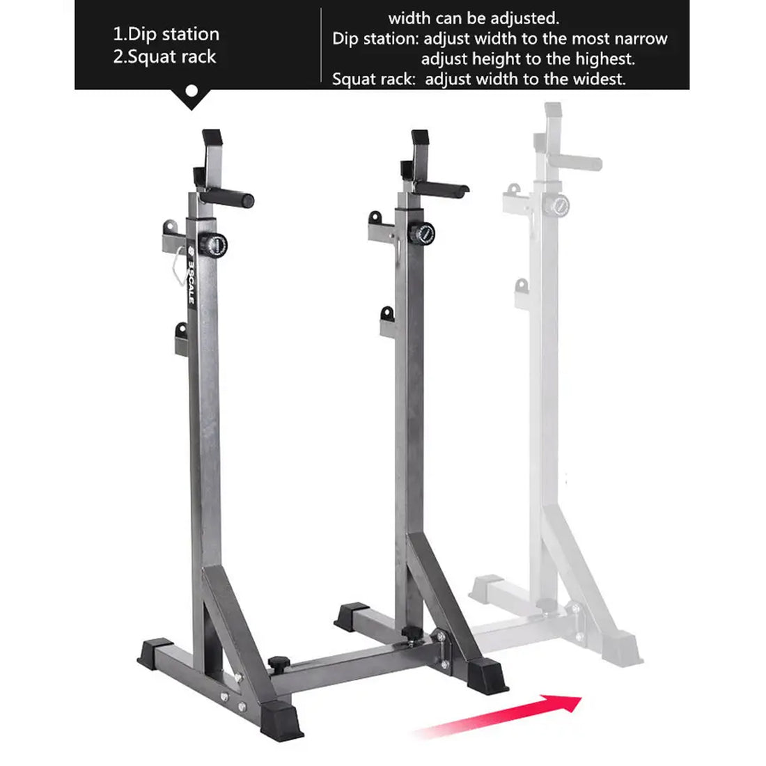 Half Squat Rack – Adjustable Barbell Stand with Dip Station & Spotters for Home Gym