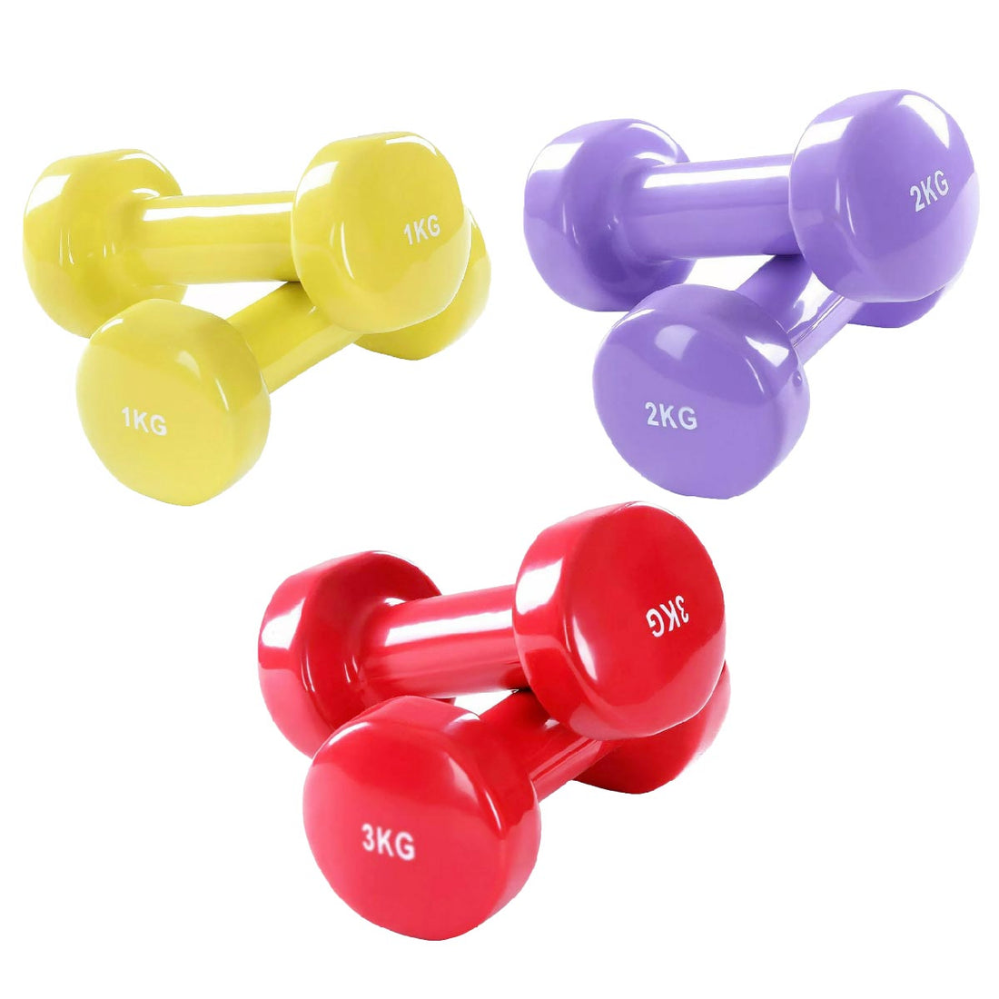 Neoprene Vinyl Dumbbell Set - Multi-Color Hand Weights for Home Gym Fitness, Toning & Strength Training Workouts