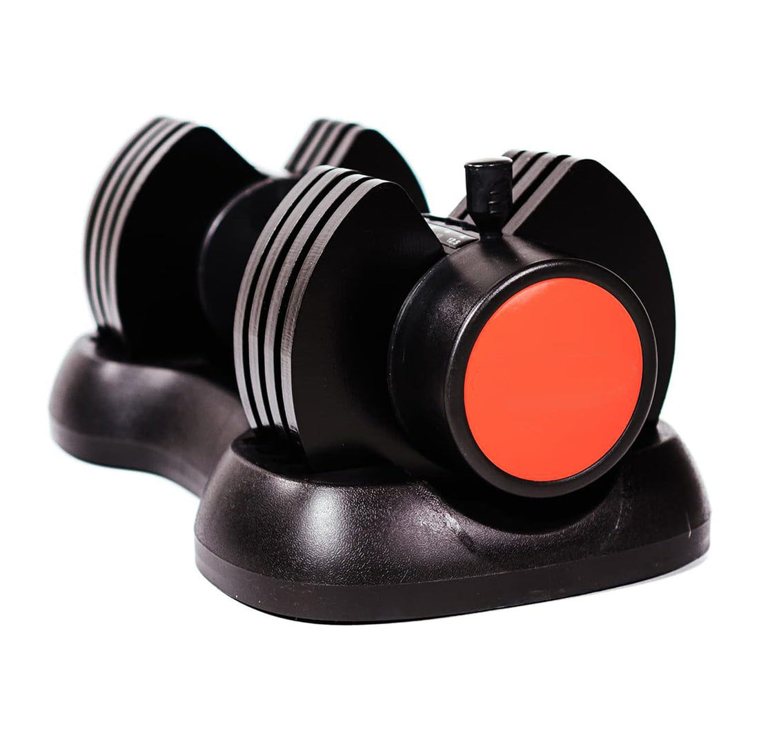 Pair 12.5kg Adjustable Dumbbells - 5-in-1 Each with 2.5kg to 12.5kg Safety Lock Weights for Home Gym Training