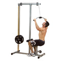 Man using a cable machine in a gym setting
