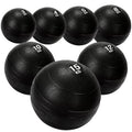 Set of black weight balls with varying weights on a white background