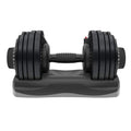 Pair of adjustable dumbbells on a white background