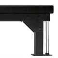 Black metal bench with a white background