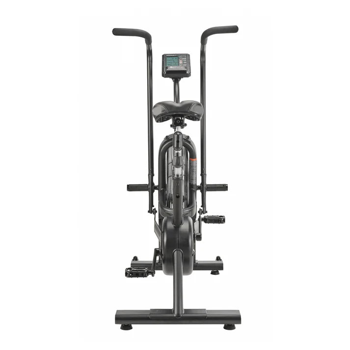 Exercise bike with handlebars on a white background
