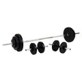 Barbell with weight plates on a white background