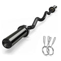 Black metal curl bar with attachments on a white background