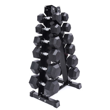 Hex Dumbbells 2.5–15kg Pair With A6 Rack