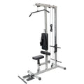 Gym equipment with various attachments on a white background