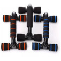 Pair of black and orange/gray/gray/gray hand grips on a white background