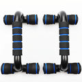 Black and blue hand grippers on a white background