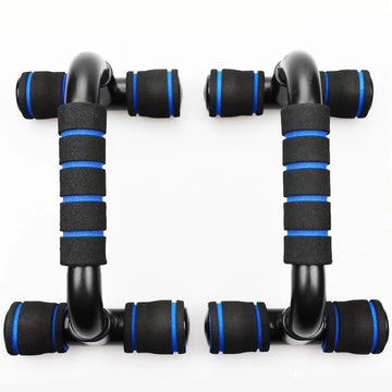 Black and blue hand grippers on a white background
