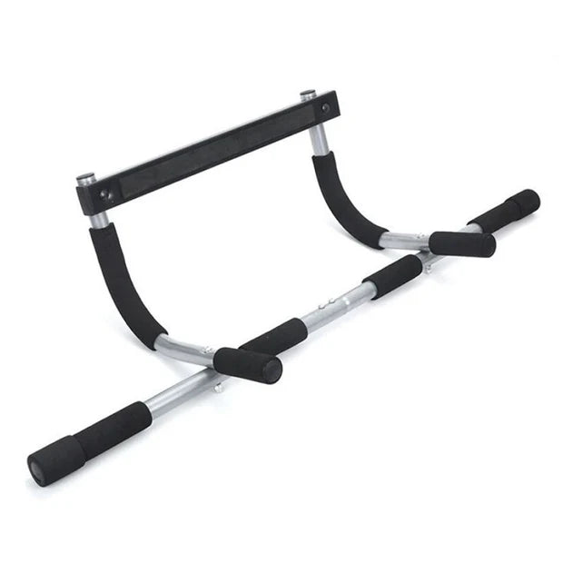 Gymnastic rings with black handles on a white background