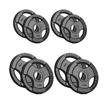 Tri Grip Olympic Weight Plates Rubber Coated Strength Training Set