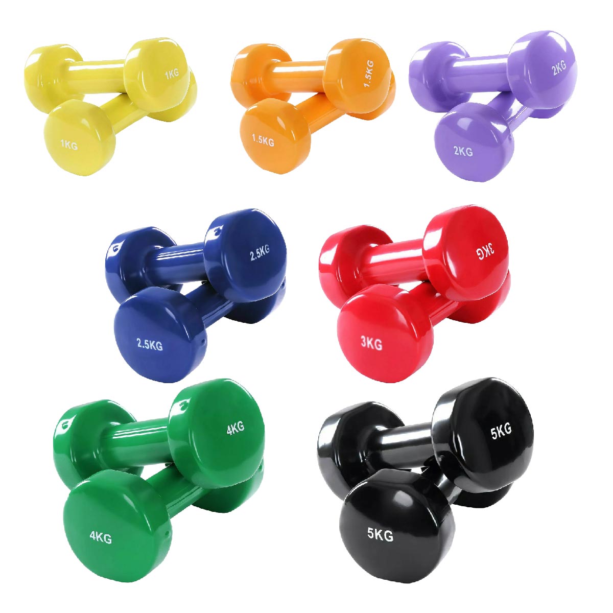 Vinyl Dumbbell Set – Multi-Color Neoprene Weights for Home Gym