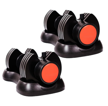 Pair 12.5kg Adjustable Dumbbells - 5-in-1 Each with 2.5kg to 12.5kg Safety Lock Weights for Home Gym Training